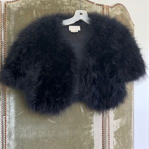 Ostrich feather black shirt jacket